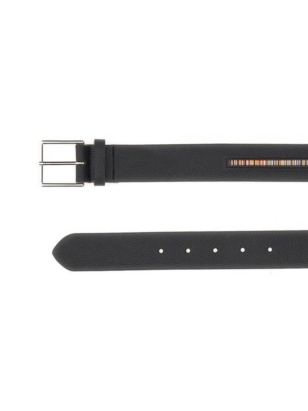 Signature Striped Leather Belt Black - PAUL SMITH - BALAAN 3