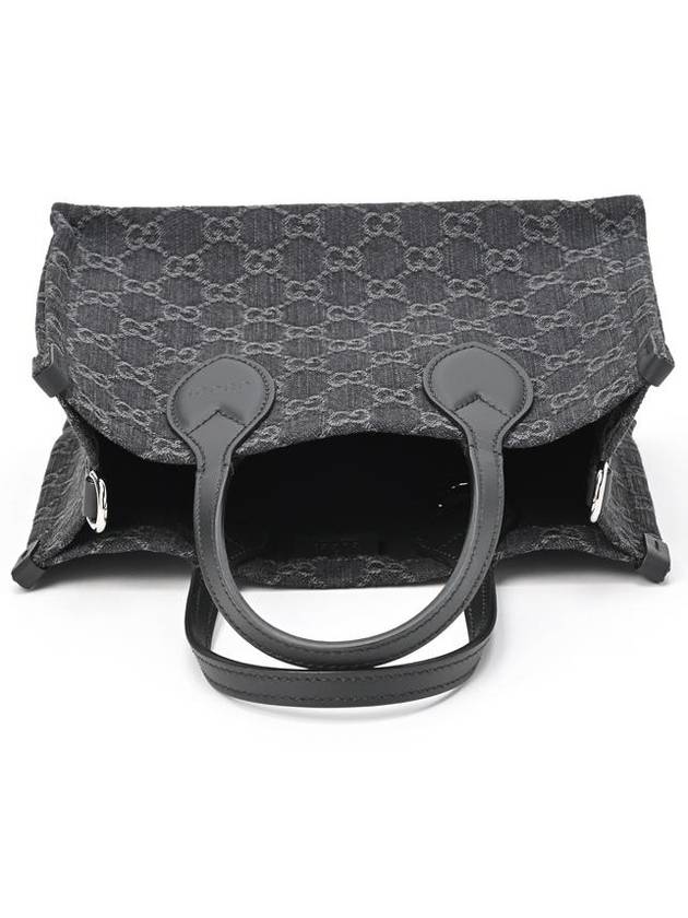 Ophidia GG Medium Denim Tote Bag Grey Black - GUCCI - BALAAN 4