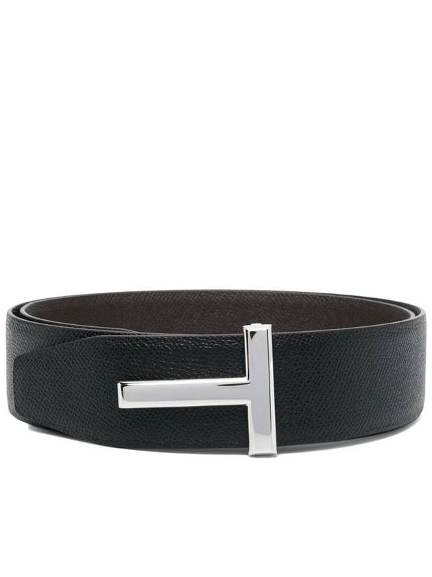 Men's T Logo Reversible Leather Belt Brown - TOM FORD - BALAAN 2