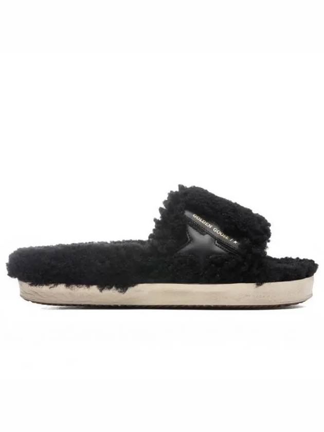 Leather Star Shearling Full Star Slippers Black - GOLDEN GOOSE - BALAAN 2