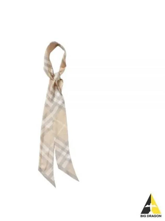 Skinny Check Silk Scarf Flax - BURBERRY - BALAAN 2