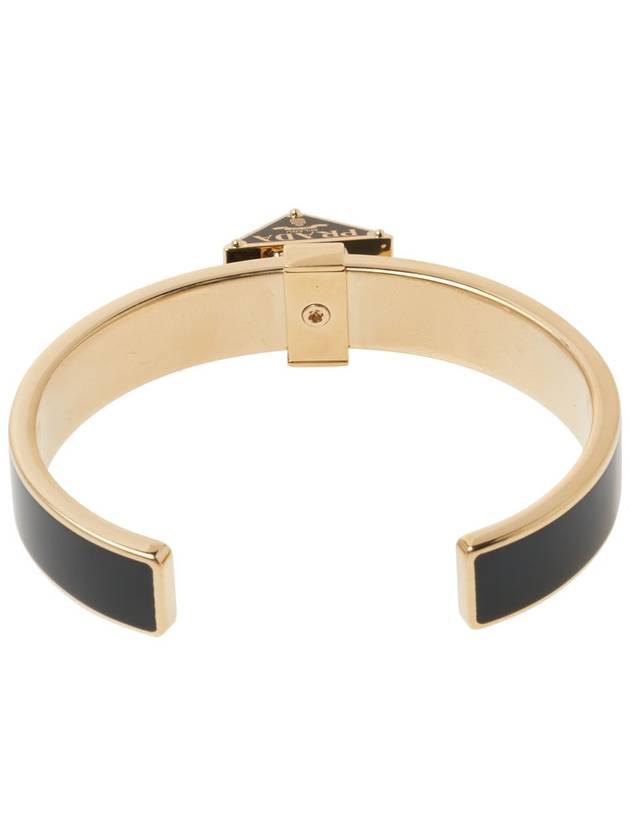 Triangle Logo Plaque Metal Bracelet Black Gold - PRADA - BALAAN 4