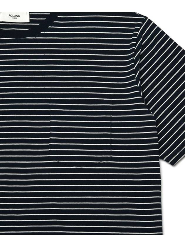 STRIPED POCKET LOOSE T SHIRT NAVY - ROLLING STUDIOS - BALAAN 4