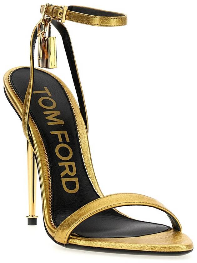 Women's Cross Strap Sandals Heel Gold - TOM FORD - BALAAN 3