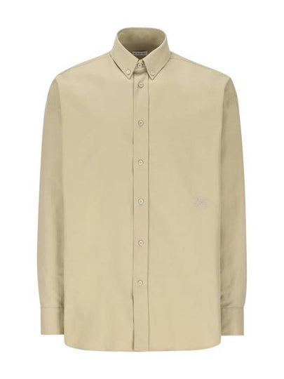 Cotton Oxford Long Sleeve Shirt Green - BURBERRY - BALAAN 2