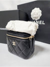 Gold CC Logo Classic Small Chain Cosmetic Case Grained Shiny Calfskin Mini Bag Black - CHANEL - BALAAN 3