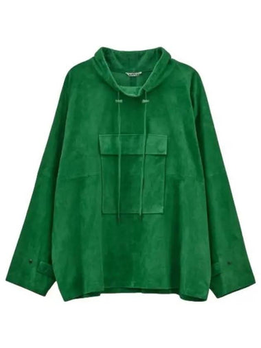 Goat Suede Blouson Green A23SP01LSGREEN Aviation Jumper Jacket - AURALEE - BALAAN 1