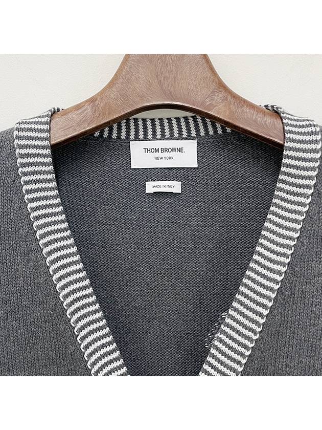 Hector Intarsia Cotton Cardigan Grey - THOM BROWNE - BALAAN 5