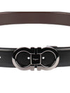 Double Gancini Reversible Leather Belt Black Auburn - SALVATORE FERRAGAMO - BALAAN 8