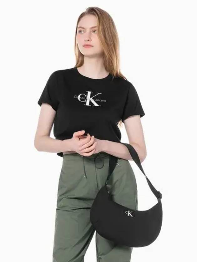 JEANS Unisex Black CKJ City Nylon Medium Crescent Bag DH3619 001 - CALVIN KLEIN - BALAAN 2