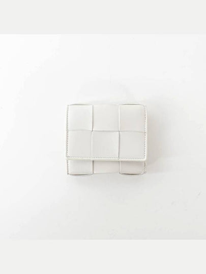 Intrecciato Tri-Fold Zipper Half Wallet Chalk White - BOTTEGA VENETA - BALAAN 2