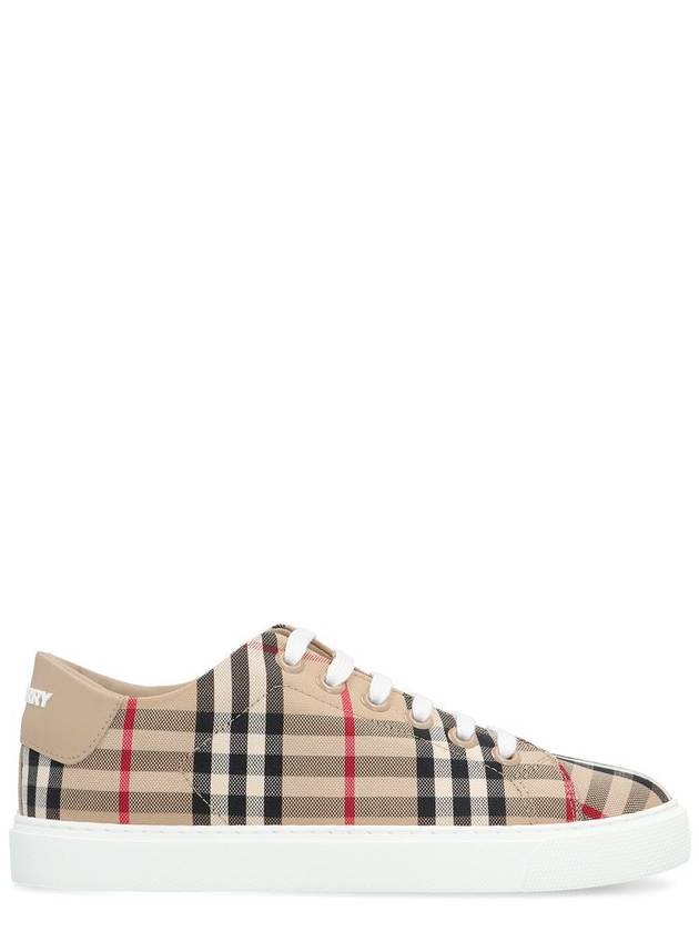 Vintage Check and Leather Sneakers Archive Beige - BURBERRY - BALAAN 2