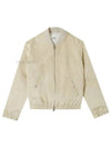 Embroidered Heart Logo Cotton Satin Bomber Jacket Beige - AMI - BALAAN 2