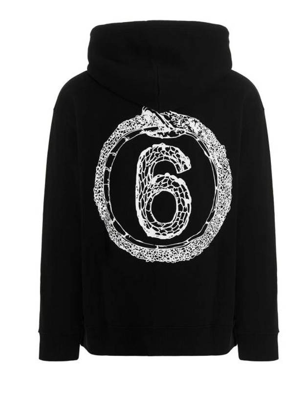 Graphic Logo Print Cotton Hoodie Black - MAISON MARGIELA - BALAAN 3