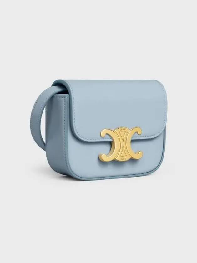 Triomphe Small Shiny Calfskin Cross Bag Light Blue - CELINE - BALAAN 3