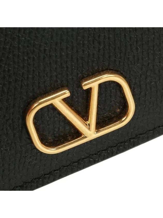 V Logo Signature Card Wallet Black - VALENTINO - BALAAN 6