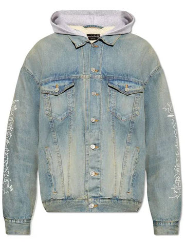 logo print button-up denim jacket 773805TPW53_4868 - BALENCIAGA - BALAAN 1