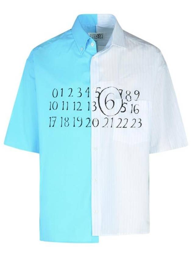 Big Logo Short Sleeve Shirt Blue White - MAISON MARGIELA - BALAAN 2