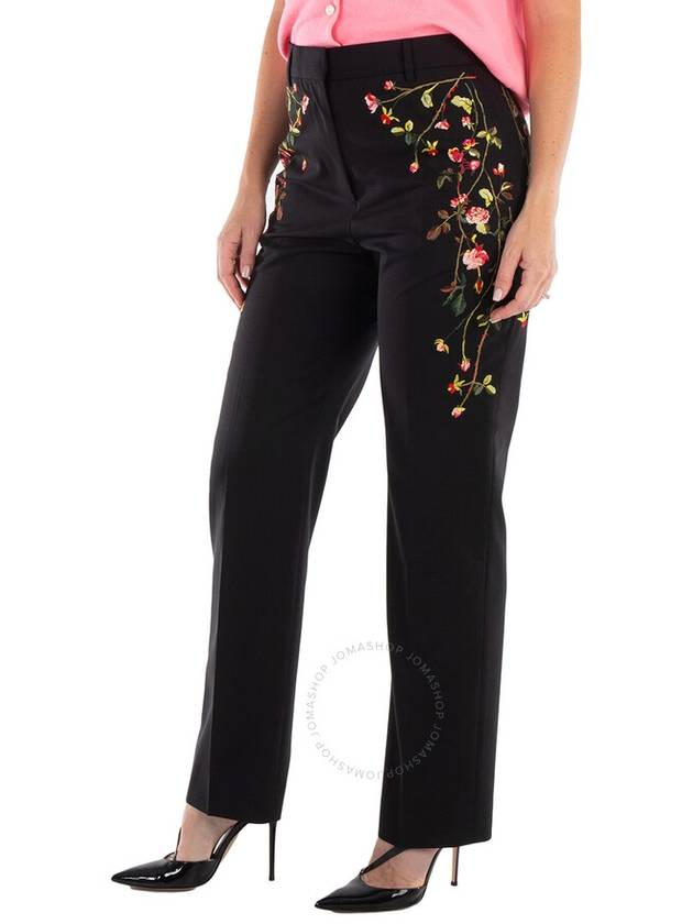 Burberry Kiana Floral Embroidered Wool-Blend Pants, Brand Size 8 (US Size 6) - BURBERRY - BALAAN 2