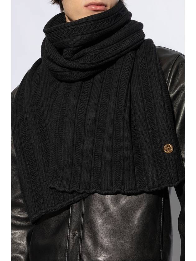 Medusa Ribbed Knit Muffler Black - VERSACE - BALAAN 3