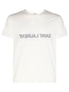 Reverse Logo Print Cotton Short Sleeve T-Shirt White - SAINT LAURENT - BALAAN 2