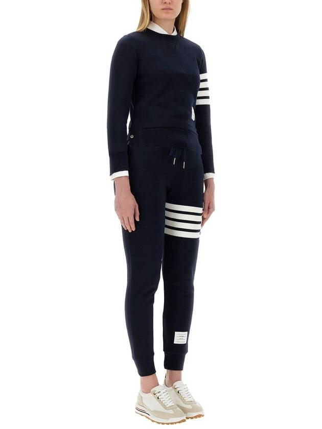 Engineered 4 Bar Stripe Loopback Jersey Knit Crewneck Sweatshirt Navy - THOM BROWNE - BALAAN 3