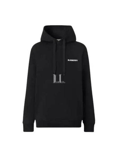 EKD Print Cotton Blend Hoodie Black - BURBERRY - BALAAN 2