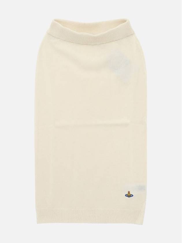 Women's Embroidered Logo Wool Pencil Skirt Ivory - VIVIENNE WESTWOOD - BALAAN 3