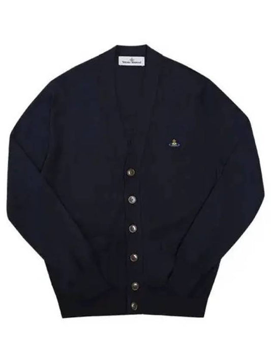 ORB Embroidery Logo V Neck Cardigan Navy - VIVIENNE WESTWOOD - BALAAN 2