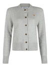 Baby Fox Patch Wool Cardigan Grey - MAISON KITSUNE - BALAAN 1