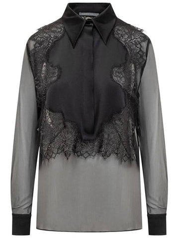 Alberta Ferretti Chiffon Shirt With Lace - ALBERTA FERRETTI - BALAAN 1