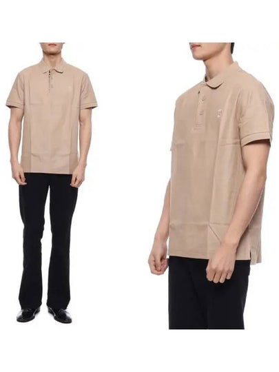 Monogram Motif Cotton Pique Polo Shirt Beige - BURBERRY - BALAAN 2