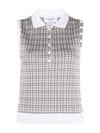 Check Silk Cotton 4 Bar Sleeveless Polo Shirt Grey - THOM BROWNE - BALAAN 2