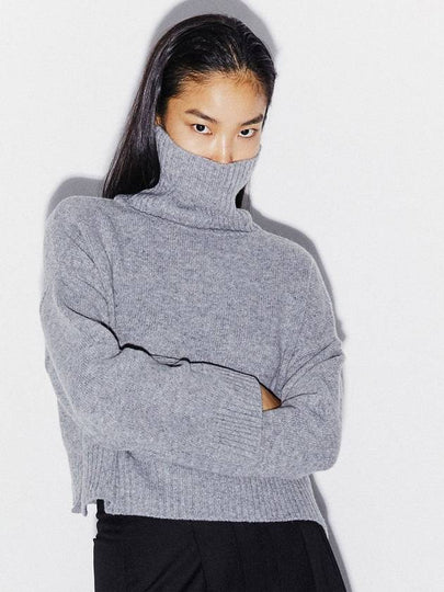 Cropped Wool Turtleneck Sweater Grey - KIMDOH - BALAAN 2