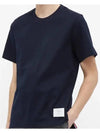 Men's Side Slit Relaxed Short Sleeve T-Shirt Navy - THOM BROWNE - BALAAN 5