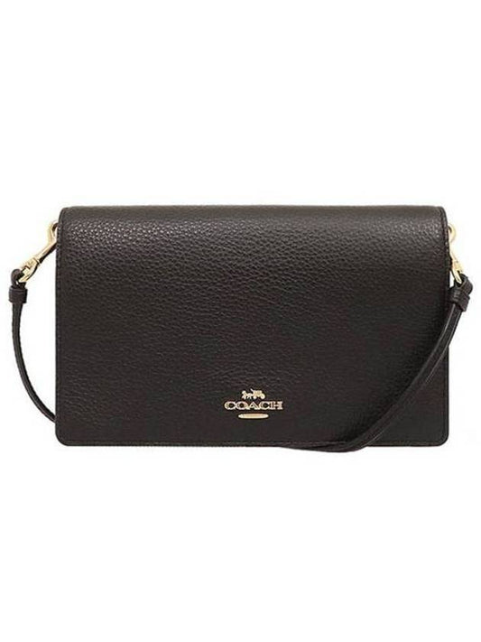 Anna Foldover Clutch Cross Bag Black - COACH - BALAAN 1