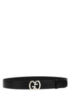 GG Buckle Wide Leather Belt Black - GUCCI - BALAAN 2