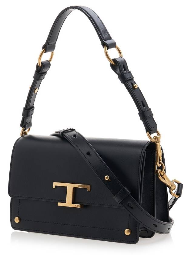 Timeless T Logo Small Satchel Shoulder Bag Black - TOD'S - BALAAN 3