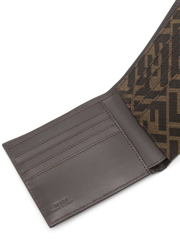 FF Square Leather Bi-Fold Half Wallet Brown - FENDI - BALAAN 3