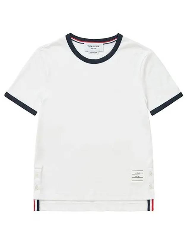 Asymmetric Hem Short Sleeve T-Shirt White - THOM BROWNE - BALAAN 5