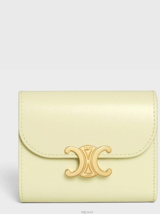 Shiny Triomphe Small Calfskin Half Wallet Light Yellow - CELINE - BALAAN 2