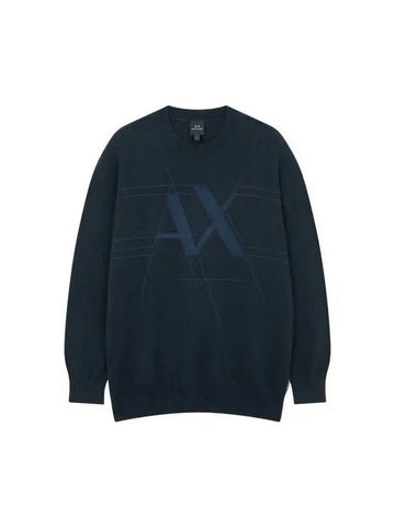 Men s jacquard logo wide knit navy 270398 - ARMANI EXCHANGE - BALAAN 1