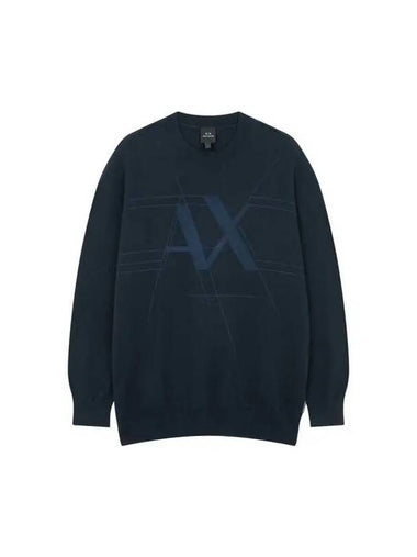 Men s jacquard logo wide knit navy 270398 - ARMANI EXCHANGE - BALAAN 1