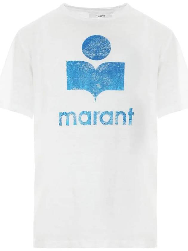 Zewel Logo Linen Short Sleeve T-Shirt White - ISABEL MARANT - BALAAN 2