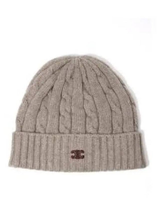 CABLE KNIT TRIOMPHE BEANIE IN CASH Ash MERE 2AE0L362W 18LT cable knit Triomphe cashmere beanie 1011773 - CELINE - BALAAN 1