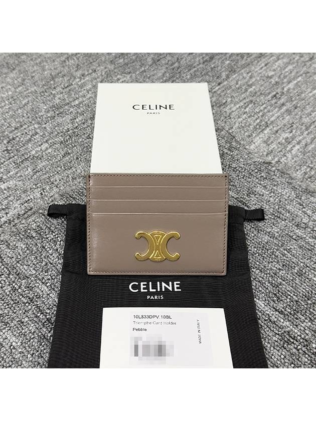 Triomphe Shiny Calfskin Card Wallet Pebble - CELINE - BALAAN 3