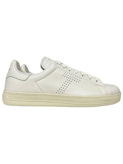 Warwick T Logo Punching Leather Low Top Sneakers White - TOM FORD - BALAAN 2