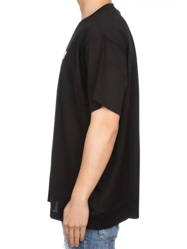 Logo Print Cotton Oversized Short Sleeve T-Shirt Black - BURBERRY - BALAAN 5