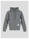 Center Back Stripe Cotton Zip Up Hoodie Light Grey - THOM BROWNE - BALAAN 2