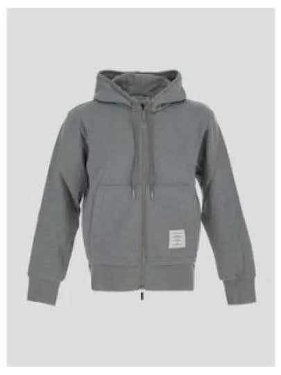 Center Back Stripe Cotton Zip Up Hoodie Light Grey - THOM BROWNE - BALAAN 2